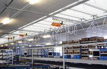 Equipment Crane in a fitting and installation company for windows